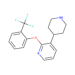 FC(F)(F)c1ccccc1Oc1ncccc1C1CCNCC1 ZINC000045358475