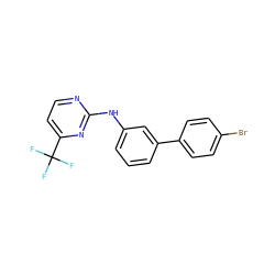 FC(F)(F)c1ccnc(Nc2cccc(-c3ccc(Br)cc3)c2)n1 ZINC001772621695