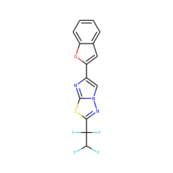 FC(F)C(F)(F)c1nn2cc(-c3cc4ccccc4o3)nc2s1 ZINC000143850188