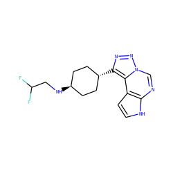 FC(F)CN[C@H]1CC[C@H](c2nnn3cnc4[nH]ccc4c23)CC1 ZINC001772605044