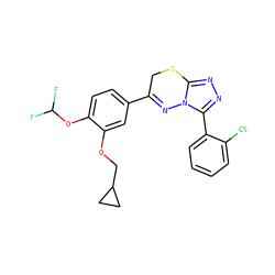 FC(F)Oc1ccc(C2=Nn3c(nnc3-c3ccccc3Cl)SC2)cc1OCC1CC1 ZINC000043021100