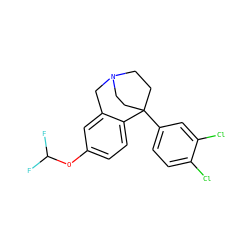 FC(F)Oc1ccc2c(c1)CN1CCC2(c2ccc(Cl)c(Cl)c2)CC1 ZINC000114350464