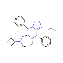 FC(F)Oc1ccccc1[C@@H](c1nnnn1Cc1ccccc1)N1CCCN(C2CCC2)CC1 ZINC000058582029