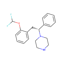 FC(F)Oc1ccccc1C[C@H](c1ccccc1)N1CCNCC1 ZINC000049034964