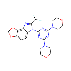 FC(F)c1nc2c3c(ccc2n1-c1nc(N2CCOCC2)nc(N2CCOCC2)n1)OCO3 ZINC000073141686