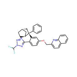FC(F)n1nnc(-c2ccc(OCc3ccc4ccccc4n3)cc2[C@]2(c3ccccc3)C[C@H]3CC[C@H]2C3)n1 ZINC000101508253