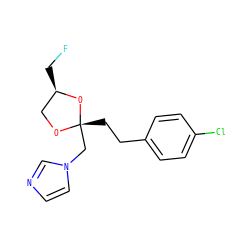 FC[C@@H]1CO[C@@](CCc2ccc(Cl)cc2)(Cn2ccnc2)O1 ZINC000040764032