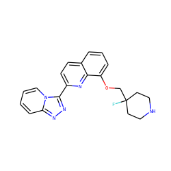 FC1(COc2cccc3ccc(-c4nnc5ccccn45)nc23)CCNCC1 ZINC000117663491
