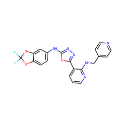 FC1(F)Oc2ccc(Nc3nnc(-c4cccnc4NCc4ccncc4)o3)cc2O1 ZINC000066113782