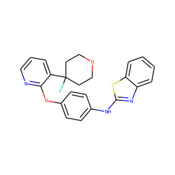 FC1(c2cccnc2Oc2ccc(Nc3nc4ccccc4s3)cc2)CCOCC1 ZINC000143361263