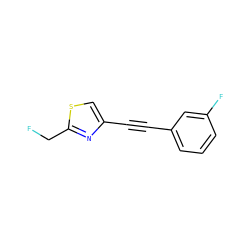 FCc1nc(C#Cc2cccc(F)c2)cs1 ZINC000028701633