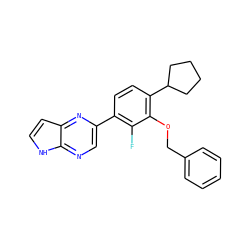 Fc1c(-c2cnc3[nH]ccc3n2)ccc(C2CCCC2)c1OCc1ccccc1 ZINC000224565892