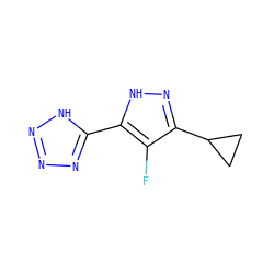 Fc1c(C2CC2)n[nH]c1-c1nnn[nH]1 ZINC000028824293