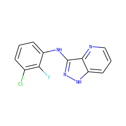 Fc1c(Cl)cccc1Nc1n[nH]c2cccnc12 ZINC000118723274