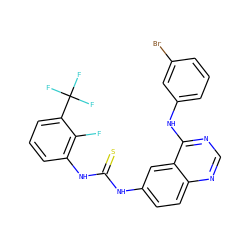 Fc1c(NC(=S)Nc2ccc3ncnc(Nc4cccc(Br)c4)c3c2)cccc1C(F)(F)F ZINC001772615695