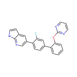 Fc1cc(-c2ccccc2Oc2ncccn2)ccc1-c1cnc2[nH]ccc2c1 ZINC000224747523