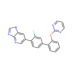 Fc1cc(-c2ccccc2Oc2ncccn2)ccc1-c1cnc2nc[nH]c2c1 ZINC000224753365
