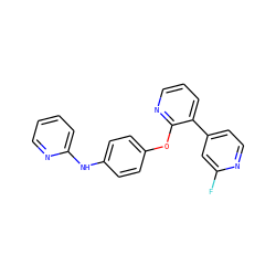 Fc1cc(-c2cccnc2Oc2ccc(Nc3ccccn3)cc2)ccn1 ZINC000148301828