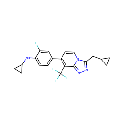 Fc1cc(-c2ccn3c(CC4CC4)nnc3c2C(F)(F)F)ccc1NC1CC1 ZINC000114489211
