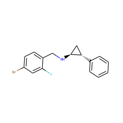 Fc1cc(Br)ccc1CN[C@H]1C[C@@H]1c1ccccc1 ZINC000044423634