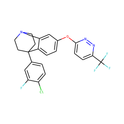 Fc1cc(C23CCN(CC2)Cc2cc(Oc4ccc(C(F)(F)F)nn4)ccc23)ccc1Cl ZINC000114349210