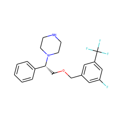 Fc1cc(COC[C@H](c2ccccc2)N2CCNCC2)cc(C(F)(F)F)c1 ZINC000022926769