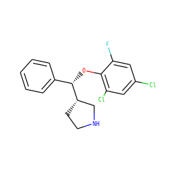 Fc1cc(Cl)cc(Cl)c1O[C@@H](c1ccccc1)[C@H]1CCNC1 ZINC000095587361