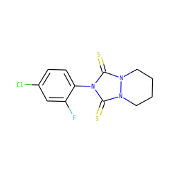 Fc1cc(Cl)ccc1-n1c(=S)n2n(c1=S)CCCC2 ZINC000103280815