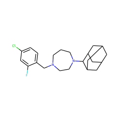 Fc1cc(Cl)ccc1CN1CCCN(C2C3CC4CC(C3)CC2C4)CC1 ZINC000040407934