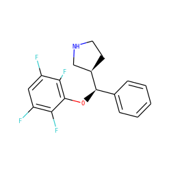 Fc1cc(F)c(F)c(O[C@H](c2ccccc2)[C@@H]2CCNC2)c1F ZINC000095589899