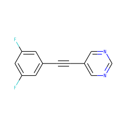 Fc1cc(F)cc(C#Cc2cncnc2)c1 ZINC000045498004