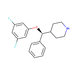 Fc1cc(F)cc(O[C@H](c2ccccc2)C2CCNCC2)c1 ZINC000013530983