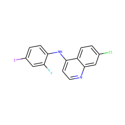 Fc1cc(I)ccc1Nc1ccnc2cc(Cl)ccc12 ZINC000001040361