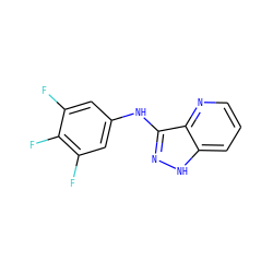 Fc1cc(Nc2n[nH]c3cccnc23)cc(F)c1F ZINC000147583080