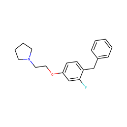 Fc1cc(OCCN2CCCC2)ccc1Cc1ccccc1 ZINC000013805464