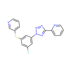 Fc1cc(Sc2cccnc2)cc(-n2nnc(-c3ccccn3)n2)c1 ZINC000028386056