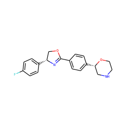 Fc1ccc([C@@H]2COC(c3ccc([C@H]4CNCCO4)cc3)=N2)cc1 ZINC000205122436