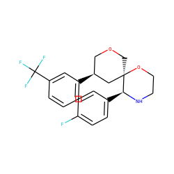 Fc1ccc([C@@H]2NCCO[C@@]23COC[C@H](c2cccc(C(F)(F)F)c2)C3)cc1 ZINC000026503568