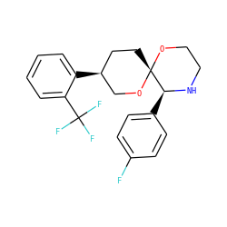 Fc1ccc([C@@H]2NCCO[C@]23CC[C@H](c2ccccc2C(F)(F)F)CO3)cc1 ZINC000013817720