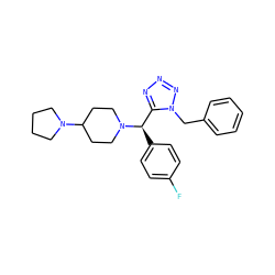 Fc1ccc([C@H](c2nnnn2Cc2ccccc2)N2CCC(N3CCCC3)CC2)cc1 ZINC000058583622