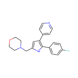 Fc1ccc(-c2[nH]c(CN3CCOCC3)cc2-c2ccncc2)cc1 ZINC000036161023