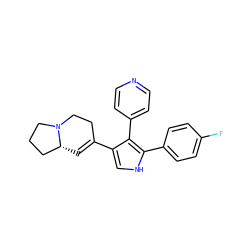 Fc1ccc(-c2[nH]cc(C3=C[C@@H]4CCCN4CC3)c2-c2ccncc2)cc1 ZINC000000590353
