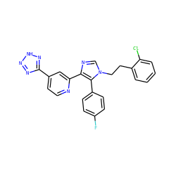 Fc1ccc(-c2c(-c3cc(-c4nn[nH]n4)ccn3)ncn2CCc2ccccc2Cl)cc1 ZINC000225935622