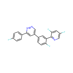 Fc1ccc(-c2cc(-c3ccc(F)c(-c4ncc(F)cc4F)c3)cnn2)cc1 ZINC000013686128