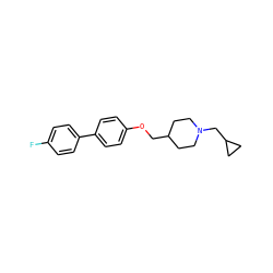 Fc1ccc(-c2ccc(OCC3CCN(CC4CC4)CC3)cc2)cc1 ZINC000013730057