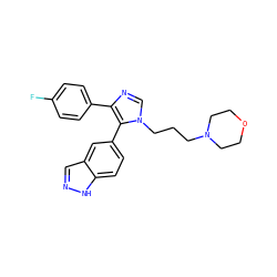 Fc1ccc(-c2ncn(CCCN3CCOCC3)c2-c2ccc3[nH]ncc3c2)cc1 ZINC000066073645