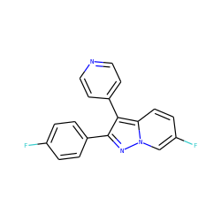 Fc1ccc(-c2nn3cc(F)ccc3c2-c2ccncc2)cc1 ZINC000034041117