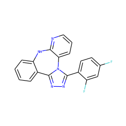 Fc1ccc(-c2nnc3n2-c2cccnc2Nc2ccccc2-3)c(F)c1 ZINC000096173948