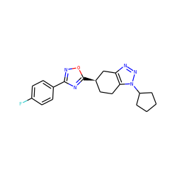 Fc1ccc(-c2noc([C@@H]3CCc4c(nnn4C4CCCC4)C3)n2)cc1 ZINC000653775419
