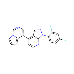Fc1ccc(-n2ncc3c(-c4cncn5cccc45)ccnc32)c(F)c1 ZINC000139920316